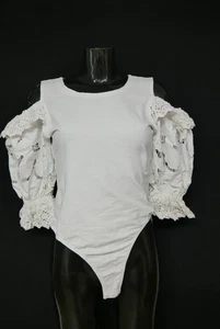 Gr.46 Trachtenbody weiß Body für Dirndl Mills Spitze Stickerei Stretch TB10103 - Bild 1 von 4