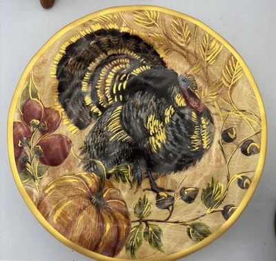 "Juego de 4 platos de ensalada de pavo fresco Pottery Barn oro 9"" excelente estado" Foto 1 de 4