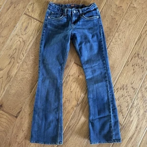 Levi Strauss Bootcut Jeans Girls 14 Reg Dark Wash Adjustable Waist Rodeo Western - Picture 1 of 6