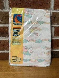 Vintage Fitted Crib Sheet Bunnies & Hearts 50/50 Cotton Polyester NOS - Picture 1 of 8