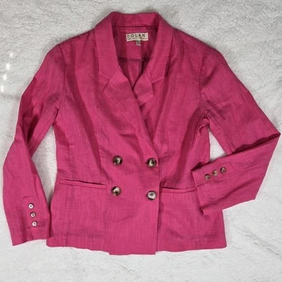 Blazer Anthropologie Dolan Lino Mujer Talla XS Barbie Rosa Doble Pecho Foto 1 de 4