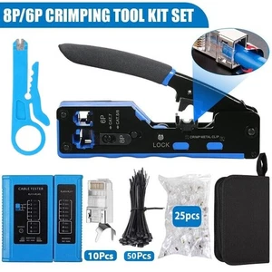 Rj45 Crimping Tool Kit Set For CAT5/CAT6 Lan Cable Tester Network Repair Tools U - Afbeelding 1 van 22