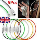 5 Pcs Stainless Steel Wire Keychain Screw Locking Gadget Cable Rope Keyring UK