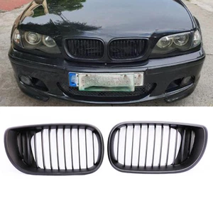 Grilles Pair Matte black Kidney Front Kit For 2002-2005 BMW 3 Series E46 4 Door - Picture 1 of 9