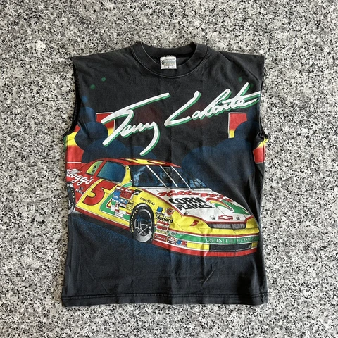 Vintage NASCAR Terry Labonte Racing Cutoff Muscle T Shirt Small Kellogg’s Cover