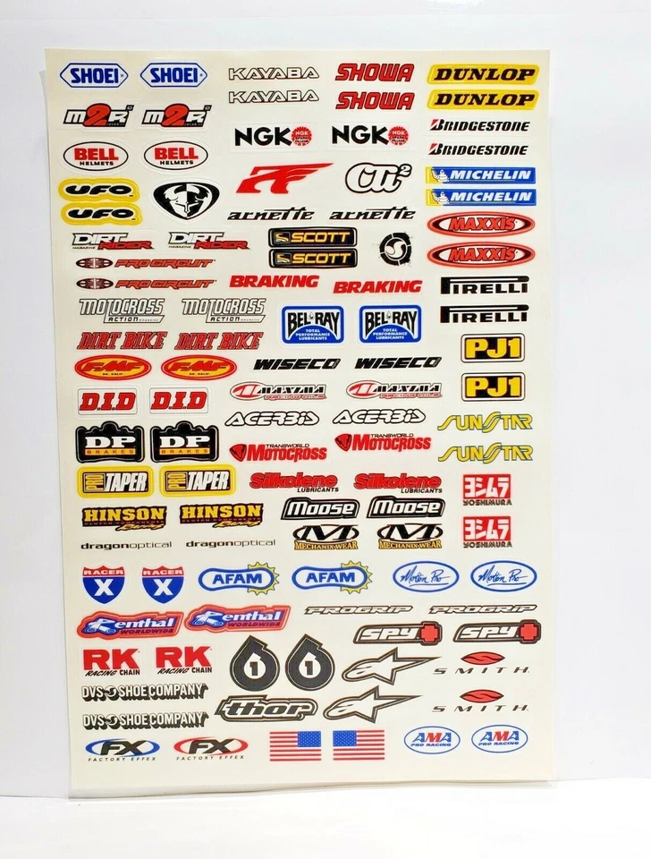 Sheet of Vintage  Motocross/BMX bikes stickers Factory Effex - ("FX").  - Image 1 of 1