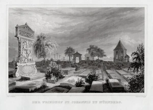 NUREMBERG - Cementerio de San Juan... Pople grabado en acero real alrededor de 1850 - Imagen 1 de 1