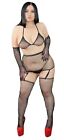 Women's Sexy Lingerie Rhinestone Mesh 5 Piece Fishnet Bodystocking Size 8-24UK