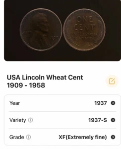 1937-S 1C BN Lincoln Cent - Bild 1 von 2