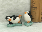2 pingouins irisés village de Noël feves françaises maison de poupée miniature minuscule