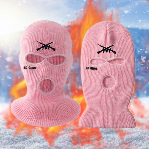 Knitted Face Cover Skiing Face Cover 3 Holes Acrylic Easy To Clean Portable Skin