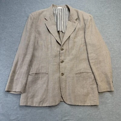 VTG GAP Blazer Mens Large Beige Linen Sport Coat Jacket Three Button Old Money - Image 1 of 4