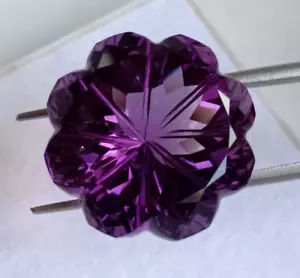 Natural Amethyst Round Handmade Carving For Jewelry Making Certified 26.60 CTS - Imagen 1 de 7