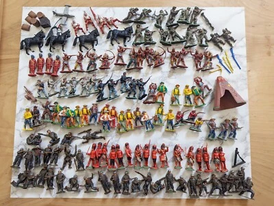 Lote de figuras de juguete de plástico vintage soldados vaqueros guardias reales Timpo Inglaterra Foto 1 de 4