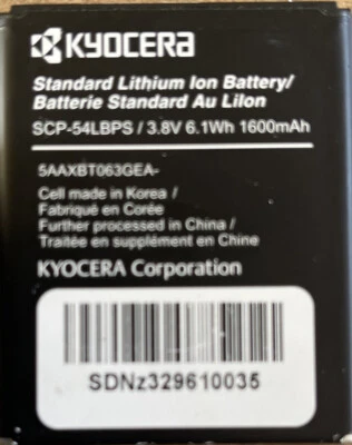 Batería estándar de iones de litio para teléfono celular Kyocera SCP-54LBPS/3,8 V 6,1 Wh 1600 mAh—2 Foto 1 de 4