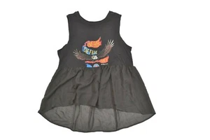 Obey FREE SOULS Graphite Gray Red Eagle Sheer High Low Junior's Tank Top Shirt  - Picture 1 of 3