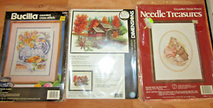 NOS Lot 3 Cross Stitch Kits Dimensions Bucilla Needle Treasures-Beatrix Potter