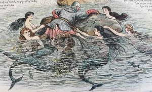 1894-1910 MERMAIDS LARGE IMAGES FROM THE GRAPHIC MAGAZINE FANTASY OCEAN MYTHICAL - Picture 1 of 14