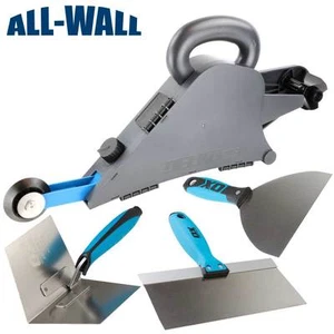 Delko Drywall Banjo Taping Tool w/Corner Wheel + 3-Pc OX PRO Knife/Trowel Set - Picture 1 of 9