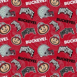 Ohio State University Buckeyes Cotton Fabric Tone on Tone Print-By the Yard - Picture 1 of 1