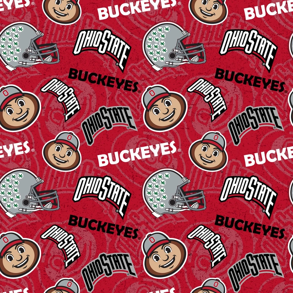 SYKEL Ohio State University Buckeyes Cotton Fabric Tone on Tone Print-By the Yard
