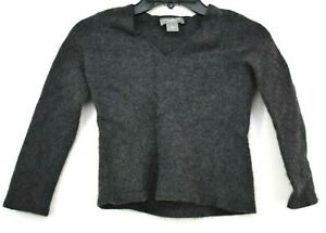 Ann Taylor Kids Dark Gray Pure Cashmere Sweater V Neck Ribbed Knit Trim L