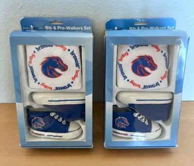 Lote de 2 Pack Bebé Fanático NCAA Fútbol Broncos Fan Infantil Bebé Babero y Zapatos Conjunto Foto 1 de 2