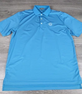 Peter Millar Summer Comfort Golf Polo Shirt Men's L Blue Striped Embroidered - Picture 1 of 10