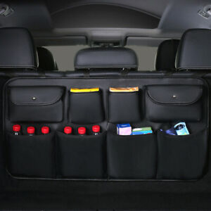 Car Back Seat Storage Bag Trunk Organizer Leather Stowing Tidying Multi Pockets 