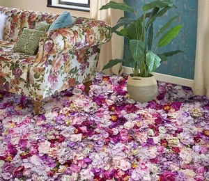 3D Purple Flower 53RAI05 Floor WallPaper Murals Wall Print Decal AJ WALL Fay - Picture 1 of 6