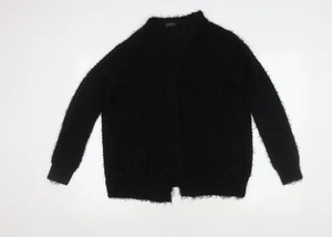 Topshop Women's Black Open Front Cardigan, Size 8, Chunky Knit - Picture 1 of 12