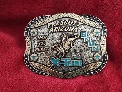 Rodeo☆2018☆PRESCOTT ARIZONA☆ BULLRIDING☆X~Treme☆Hebilla Trofeo Campeón☆Raro☆107 Foto 1 de 4