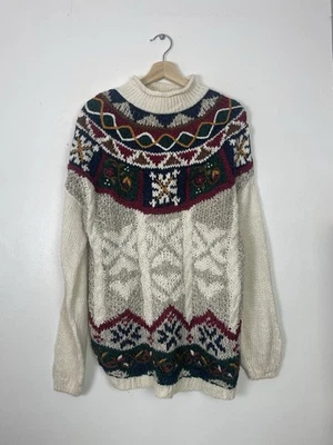 Jersey tejido Carolina Colours vintage patrón crema Cottagecore Ramie - mediano M Foto 1 de 4