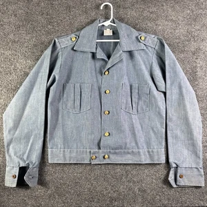 Vintage 1970er Billy The Kid blau Chambray Denim Arbeitskleidung Jacke Schulterklappen Jugend 18 - Bild 1 von 12