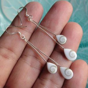 Thai earrings Shiva eye and sterling silver double water drop beautiful cool - Picture 1 of 5