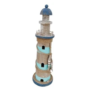 Wooden Lighthouse Decoration with Lights Nautical Tabletop Centerpiece - Picture 1 of 7