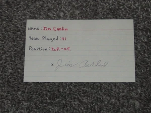 Jim Carlin Hand Signed Autograph Index Philadelphia Phillies (Both Sides) - Picture 1 of 2