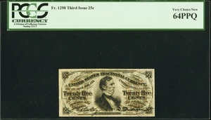 FR 1298 - 25c THIRD ISSUE - FIBER PAPER "a" GREEN BACK w/ "M-2-6-5" PCGS 64 PPQ - Picture 1 of 4