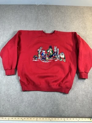 Acme Clothing Looney Tunes Skiing Embroidery Pullover Sweatshirt Large Vintage - Image 1 of 4