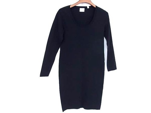 Abito Burberry Rayon Nylon L Manica Lunga Nero