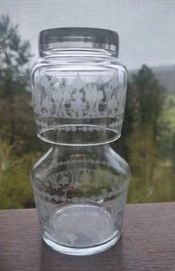 Juego de jarra de agua y vidrio vintage de vidrio grabado para cabecera de vidrio flores transparentes a juego - Imagen 1 de 4