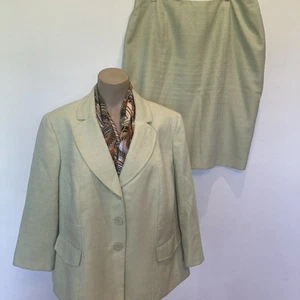 Le Suit size 20 W light green 3pc with scarf Skirt Suit Spring & Summer - Picture 1 of 24