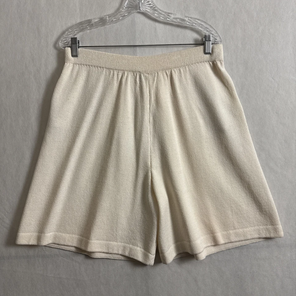 Pantalones Cortos Para Mujer Colección St John 12 Marfil Cintura Alta Pull On Santana Tejido Foto 1 de 4