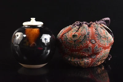 S3466: Recipiente japonês Seto-ware TEA CADDY Chaire Shifuku - Imagem 1 de 4