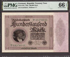 Germany 100,000 Mark 1923 Prefix Letter (T) Pick-83a GEM UNC PMG 66 EPQ
