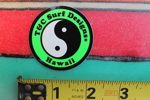 T&C Town & Country Surfboards Surf Designs Hawaii Green Original Surfing STICKER - Picture 1 of 3
