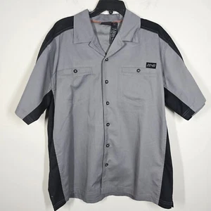 Camicia da lavoro Harley-Davidson grande grigia nera manica corta con bottoni ricamata - Foto 1 di 14