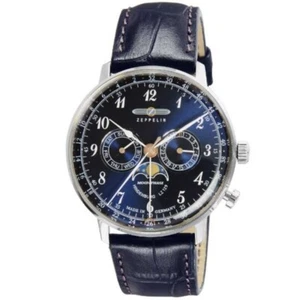 Zeppelin 7036-3 LZ 129 Hindenburg Moonphase Quartz Men's Watch New + Box & Paper - Picture 1 of 3