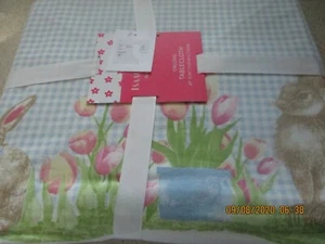 ISAAC MIZRAHI TULPEN HASE KARIERT TISCHDECKE 60 X 84 - NEU mit Etikett - - Bild 1 von 4