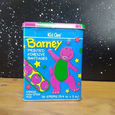 Винтажные оловянные повязки 30 для ухода за детьми Barney The Purple Dinosaur 1994 запечатанные - Изображение 1 из 4